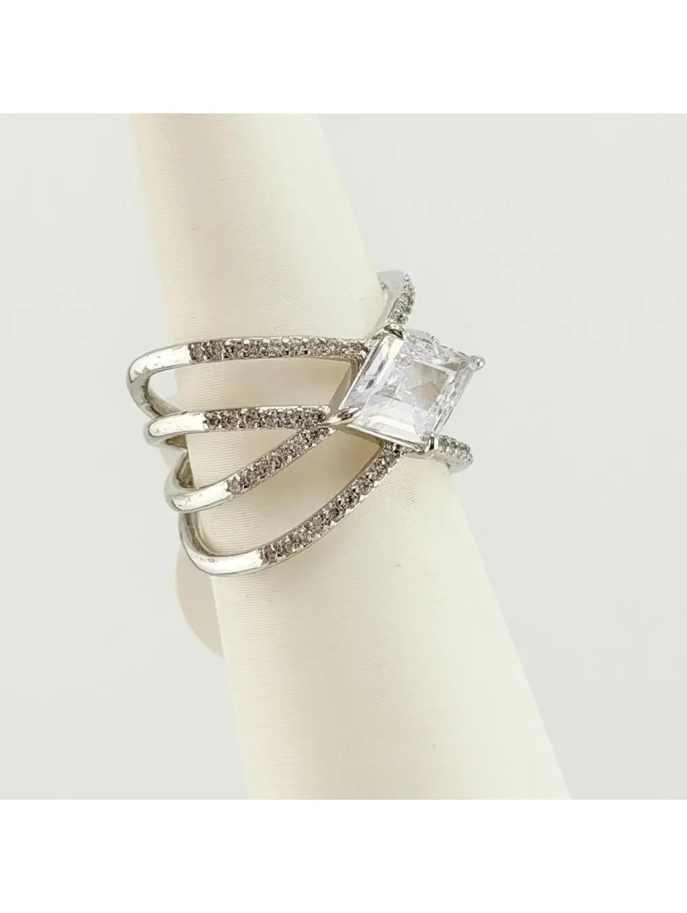 Bomb Party Ring Sz 7 “Celestial Sparkle” Clear CZ on Rhodium RG95417